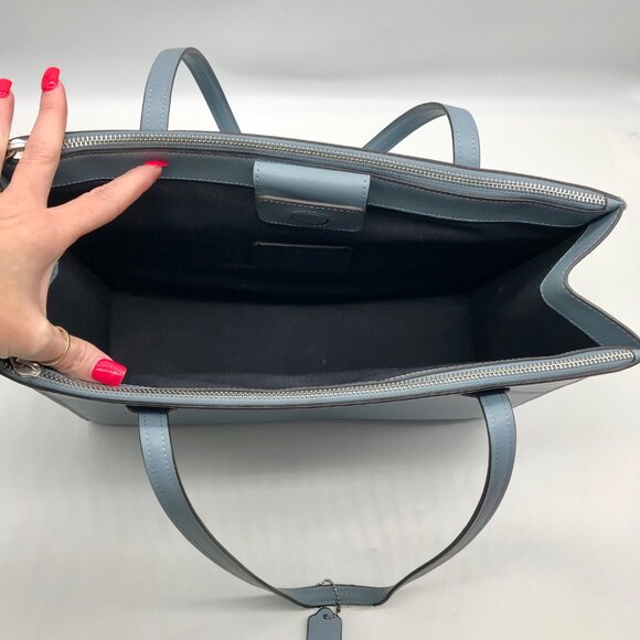 Coach Light Blue Leather Nina Tote Bag CR096 - Picture 10 of 11